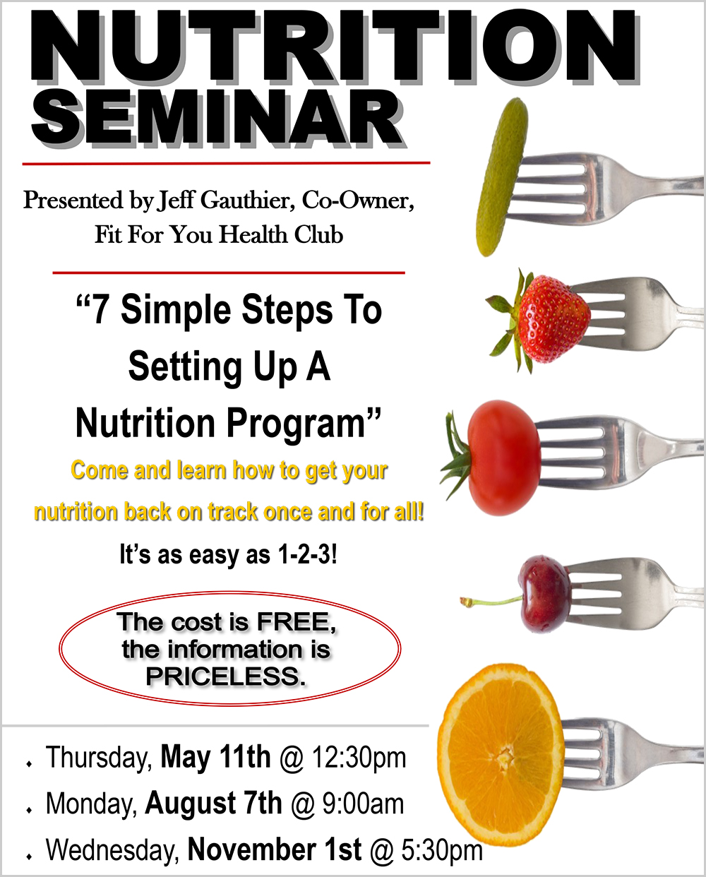 2017 Nutrition Seminar Schedule